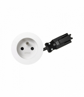 Meblowe gniazdo zasilające z uziemieniem (bolec uziemiający), Simon 400 Flash 60, 230V, 16A, przewód 20 cm, szybkozłącze w układzie Wieland, biały Simon 400, Flash 60 43101002-230