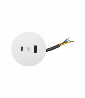 Meblowa ładowarka USB, Simon 400, 5V, 3,1A, przewód 20 cm, biały, złącze USB typ A, złącze USB typ C Simon 400 43120000-130