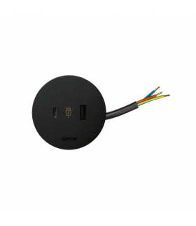 Meblowa ładowarka USB, Simon 400, 5V, 3,1A, przewód 20 cm, czarny, złącze USB typ A, złącze USB typ C Simon 400 43120000-138