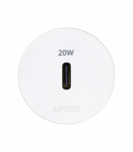 Simon 400 Flash 30, meblowa ładowarka USB-C 20W pojedyncza, IP20, biały, Wym. montażowe: Ø17mm Simon 400, Flash 30 43210003-030