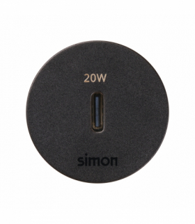 Simon 400 Flash 30, meblowa ładowarka USB-C 20W pojedyncza, IP20, czarny, Wym. montażowe: Ø17mm Simon 400, Flash 30 43210003-038