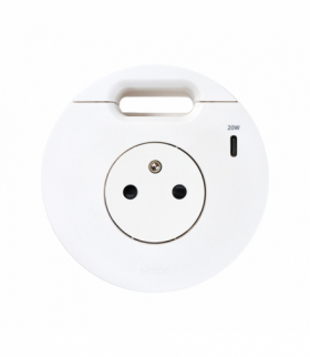 Simon 400 Flash 90, meblowe gniazdo zasilające z uziemieniem (bolec uziemiający) z ładowarką USB-C 20W i przepustem kablowym, IP20, 16A, biały, Wym. montażowe: Ø80mm Simon 400, Flash 90 43331001-230