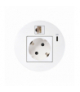 Simon 400 Flash 90, meblowe gniazdo zasilające z uziemieniem (Schuko) z ładowarką USB-C 20W i złączem RJ45 kat. 6 UTP Keystone, IP20, 16A, biały, mont: Ø80mm Simon 400, Flash 90 KR3310023/9