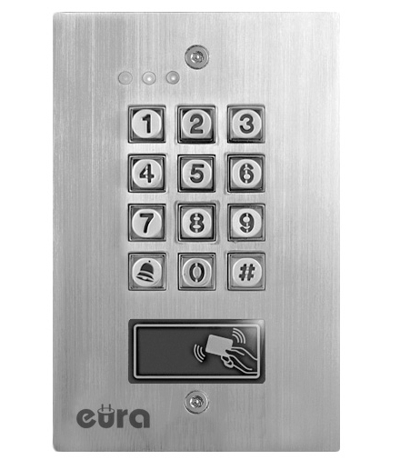 ZAMEK SZYFROWY EURA AC-18A1 - 2 wyjścia, karta zbliżeniowa, podtynk, Wiegand, przycisk dzwonka