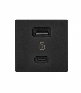 Ładowarka USB 30W z szybkim ładowaniem, K45, USB 2.0 - A + C, 5V, DC, 3A, 45×45mm, czarny, Maksymalna moc ładowania: 30W, USB: C+A K45 K126J/14
