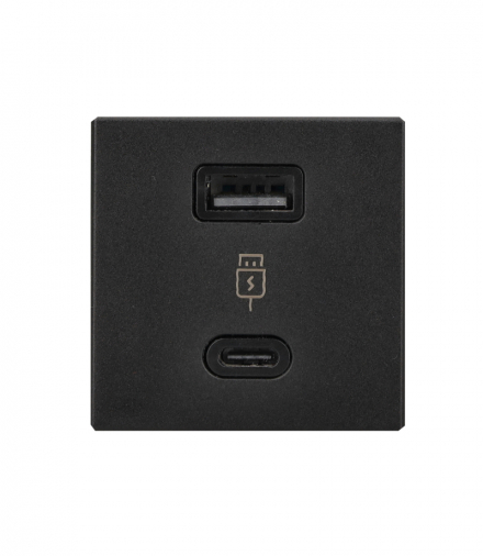 Ładowarka USB 30W z szybkim ładowaniem, K45, USB 2.0 - A + C, 5V, DC, 3A, 45×45mm, czarny, Maksymalna moc ładowania: 30W, USB: C+A K45 K126J/14