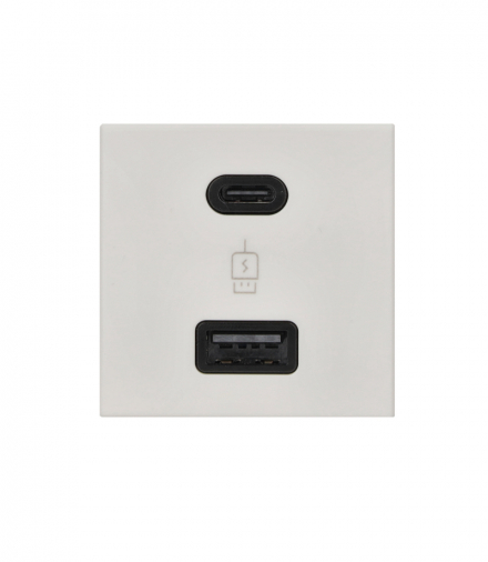 Ładowarka USB 30W z szybkim ładowaniem, K45, USB 2.0 - A + C, 5V, DC, 3A, 45×45mm, czysta biel, Maksymalna moc ładowania: 30W, USB: C+A K45 K126J/9