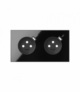 Panel 2-krotny: 2 gniazda z 2 zintegrowanymi ładowarkami USB C, czarny, Prąd ład.: 2,1A Simon 100 10020251-138