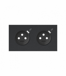 Panel 2-krotny: 2 gniazda z 2 zintegrowanymi ładowarkami USB C, czarny, Prąd ład.: 2,1A Simon 100 10020251-238