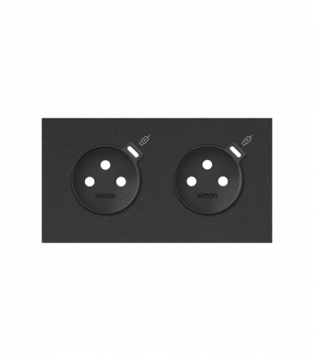 Panel 2-krotny: 2 gniazda z 2 zintegrowanymi ładowarkami USB C, czarny, Prąd ład.: 2,1A Simon 100 10020251-238