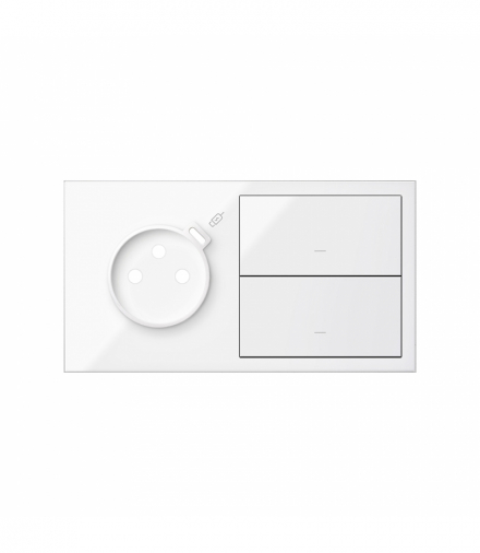 Panel 2-krotny: 1 gniazdo z 1 zintegrowana ładowarka USB C + 2 klawisze, biały, USB: C, Prąd ład.: 2,1A Simon 100 10020252-130