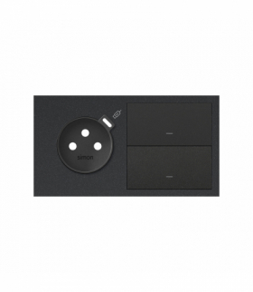 Panel 2-krotny: 1 gniazdo z 1 zintegrowana ładowarka USB C + 2 klawisze, czarny, USB: C, Prąd ład.: 2,1A Simon 100 10020252-238