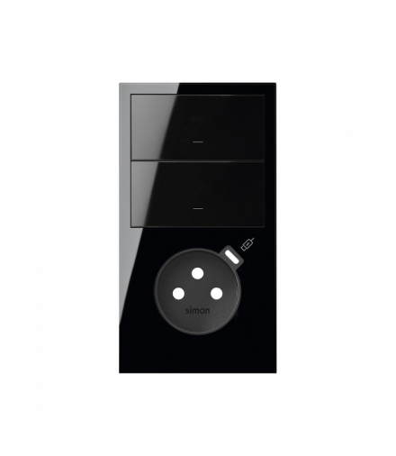 Panel 2-krotny pion: 2 klawisze + gniazdo z zintegrowaną ładowarką USB C, czarny, USB: C, Prąd ład.: 2,1A Simon 100 10020253-138