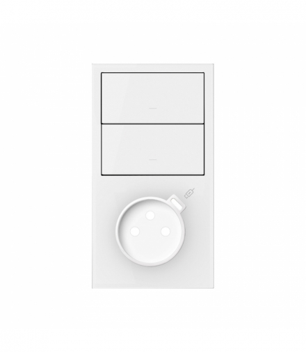 Panel 2-krotny pion: 2 klawisze + gniazdo z zintegrowaną ładowarką USB C, biały, USB: C, Prąd ład.: 2,1A Simon 100 10020253-230