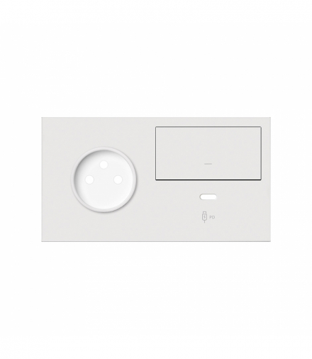 Panel 2-krotny: 1 gniazdo + 1 klawisz + 1 ładowarka USB C (prawa strona), USB: C, biały Simon 100 10020259-230