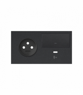 Panel 2-krotny: 1 gniazdo + 1 klawisz + 1 ładowarka USB C (prawa strona), USB: C, czarny Simon 100 10020259-238