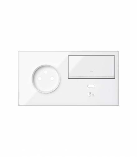 Panel 2-krotny: 1 gniazdo + 1 ściemniacz + 1 ładowarka USB C (prawa strona), USB: C, biały Simon 100 10020261-130