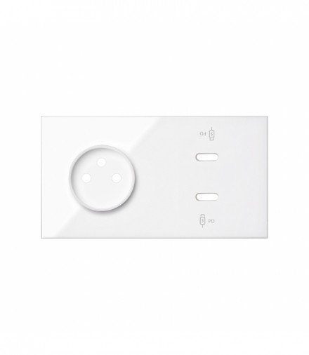 Panel 2-krotny: 1 gniazdo + 2x1 ładowarka USB C, biały Simon 100 10020263-130