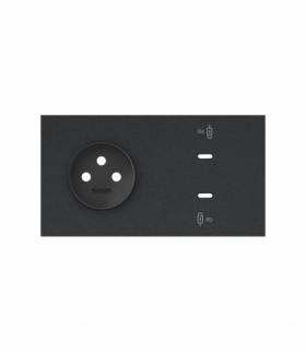 Panel 2-krotny: 1 gniazdo + 2x1 ładowarka USB C, czarny Simon 100 10020263-238