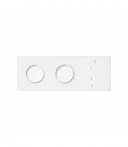 Panel 3-krotny: 2 gniazda + 2x1 ładowarka USB C, biały Simon 100 10020337-230