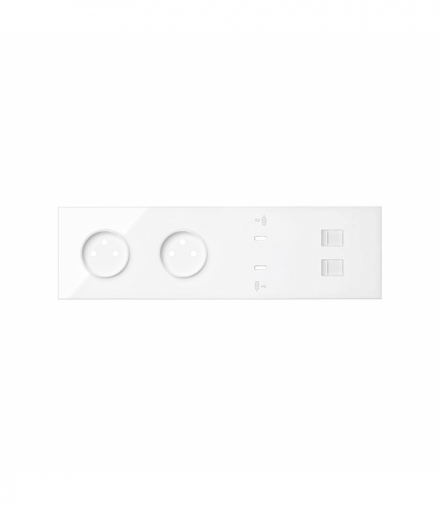 Panel 4-krotny: 2 gniazda + 2x1 ładowarka USB C + 2xRJ45, biały Simon 100 10020412-130