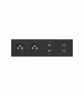 Panel 4-krotny: 2 gniazda + 2x1 ładowarka USB C + 2xRJ45, czarny Simon 100 10020412-238
