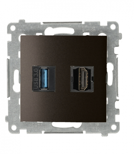 Gniazdo HDMI 1.4 + USB 3.0, brąz mat, metalizowany, HDMI 1.4 Simon 54 DGHDUSB3.01/46