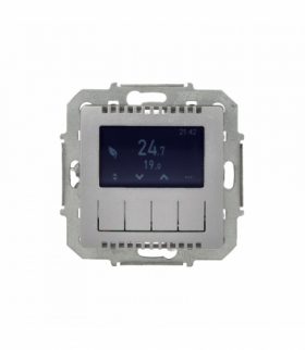 Regulator temperatury z wyświetlaczem (czujnik wewnętrzny lub sonda), aluminium Simon 82 8200811-093