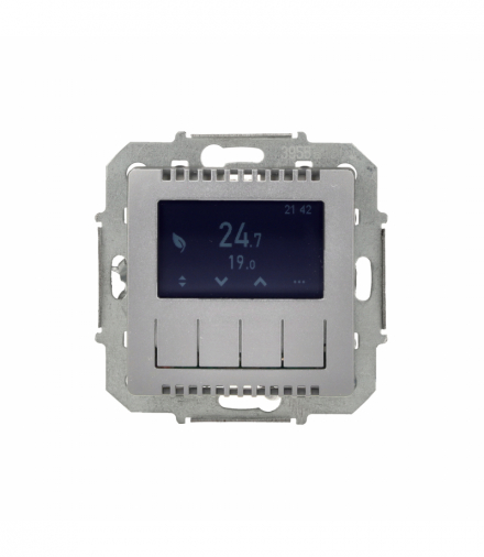 Regulator temperatury z wyświetlaczem (czujnik wewnętrzny lub sonda), aluminium Simon 82 8200811-093