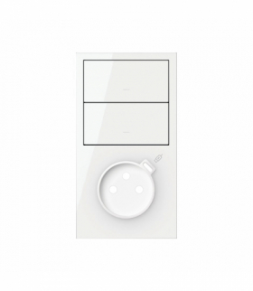 Panel 2-krotny pion: 2 klawisze + gniazdo z zintegrowaną ładowarką USB C, biały, USB: C, Prąd ład.: 2,1A Simon 100 10020253-130