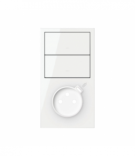 Panel 2-krotny pion: 2 klawisze + gniazdo z zintegrowaną ładowarką USB C, biały, USB: C, Prąd ład.: 2,1A Simon 100 10020253-130