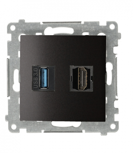 Gniazdo HDMI 1.4 + USB 3.0, antracyt, metalizowany, HDMI 1.4 Simon 54 DGHDUSB3.01/48
