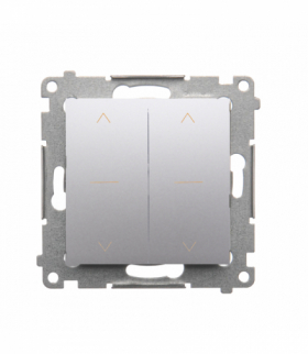 Przycisk roletowy podwójny (1-0-2), 10A, srebrny mat, metalizowany Simon 54 DZP2.01/43