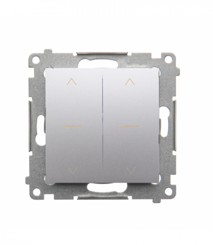 Przycisk roletowy podwójny (1-0-2), 10A, srebrny mat, metalizowany Simon 54 DZP2.01/43