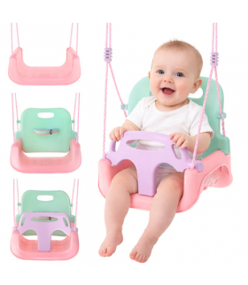 Huśtawka dziecięca 3w1, kolorowa na linach, do domu i ogrodu, do 30 kg, pastelowa Kruzzel 18839