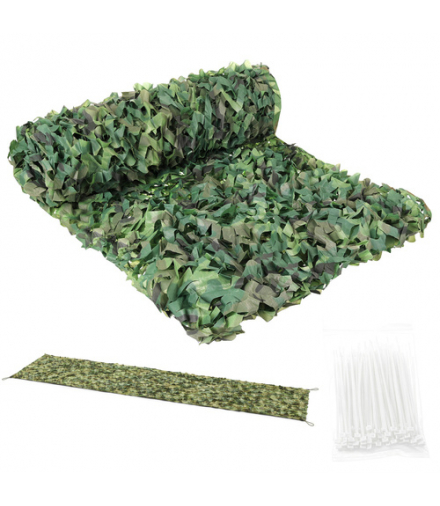 Siatka maskująca na ogrodzenie 2x5m, survivalowa cieniująca osłona, płot, kamuflaż, wojskowa, + 100szt. opasek Gardlov 18830