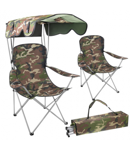 Krzesło wędkarskie składane PANAMA moro z daszkiem, moskitierą i dużą wytrzymałością 100 kg Trizand 18837