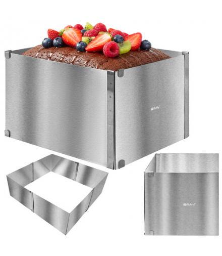 Regulowana forma, rant, blacha do pieczenia ciasta, 20-38 x 24-45 x 15 cm, prostokątna, stal nierdzewna forma cukiernicza Ruhhy 18817