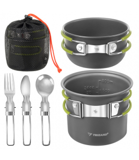 Zestaw garnków turystycznych, menażka składana 1.2L z grubego aluminium na camping trekking Trizand 18842