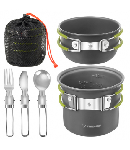 Zestaw garnków turystycznych, menażka składana 1.2L z grubego aluminium na camping trekking Trizand 18842