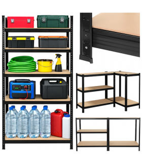 Regał metalowy magazynowy 5 półek czarny do garażu piwnicy 180x90x40cm 1000kg 1T Bigstren 18824