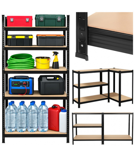 Regał metalowy magazynowy 5 półek czarny do garażu piwnicy 180x90x40cm 1000kg 1T Bigstren 18824