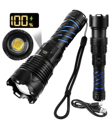 Latarka taktyczna LED 1500lm, akumulator 5000mAh USB-C, zoom, wodoodporna, zasięg do 500m Trizand 26949 18844