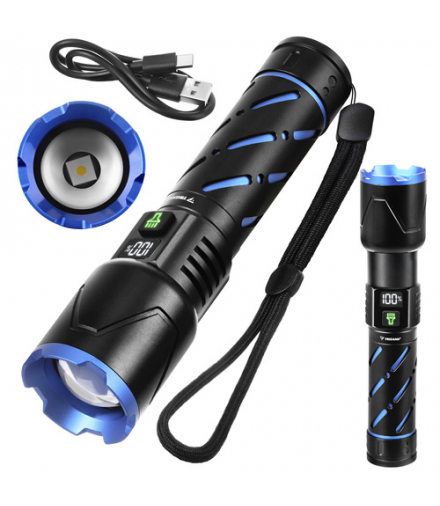 Latarka taktyczna LED 800lm, akumulator 5000mAh USB-C, zoom, wodoodporna, zasięg do 200m Trizand 26950 18845