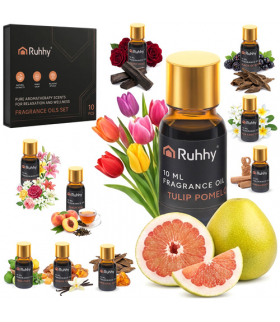 Olejki zapachowe do dyfuzora, kominka, nawilżacza, zestaw 10x10ml + 2 zakraplacze, 10 aromatów, które odmienią Twoje wnętrze Ruhhy 27222 18849