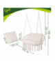 Huśtawka bocianie gniazdo, podwójna do 300kg, dwuosobowy fotel wiszący + 3 poduszki, ogród, taras lub balkon, boho, kremowy, Gardlov 18865