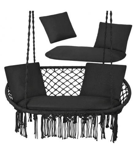 Poduszka na huśtawkę ogrodową, bocianie gniazdo 2os, podwójna, kolor czarny Gardlov 18868