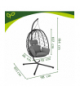 Huśtawka ogrodowa, fotel wiszący, kokon z poduszką, bocianie gniazdo ze stelażem, do 150kg, 185cm, + wodoodporne poduszki Gardlov 18873