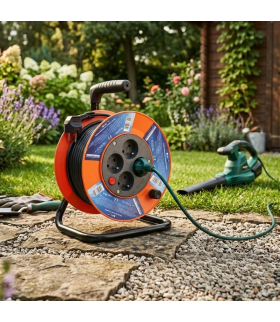 Przedłużacz bębnowy 15 m / 4 gniazda / czerwony / PVC / 230 V / 1 mm2 EMOS P194151