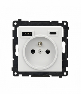 Gniazdo z ładowarką USB, C+A, (moduł), 2,1A, 16A, jasnoszary mat Simon 55 TGZ1ZUSB2CA.01/114